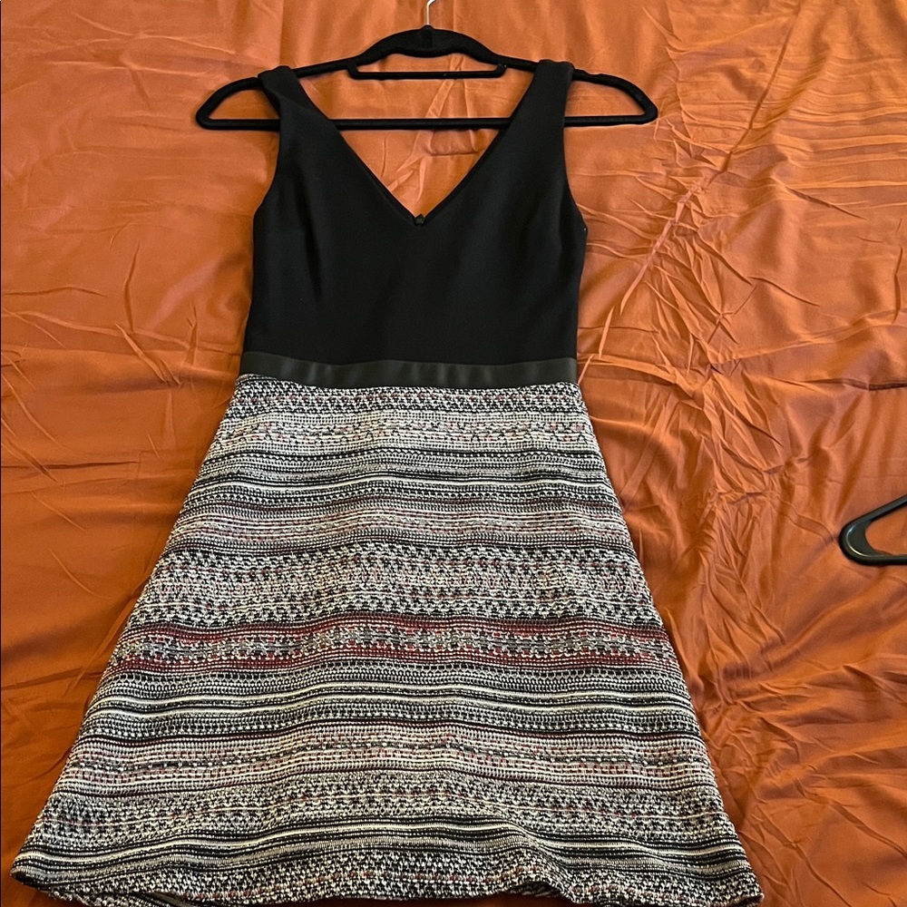 Design Lab Lord & Taylor Black and Patterned Mini Dress